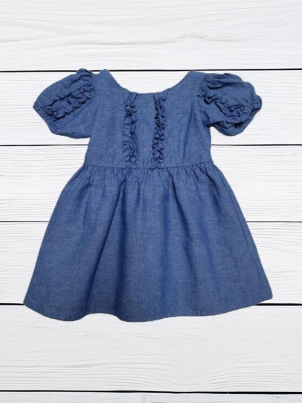 Janie and Jack Puff Sleeve Ruffle Linen-Canvas Dress Size 2T